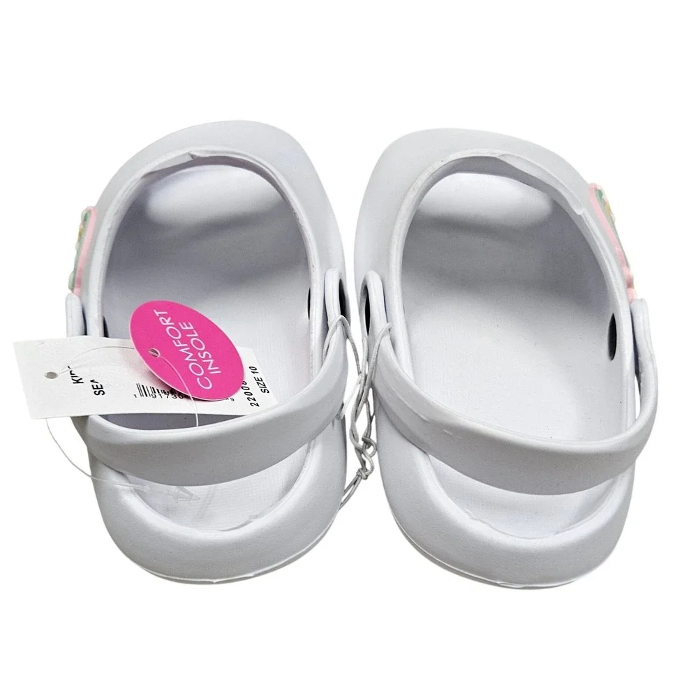 Rainbow Daisy Slip On Toddler 10 White Slingback Foam Sandals Summer Shoes‎ Play